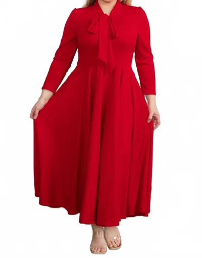 Karen Didion Bow Tie A-line Dress In Red