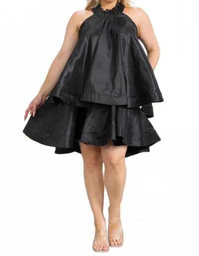 Karen Didion Halter Swing Dress In Black