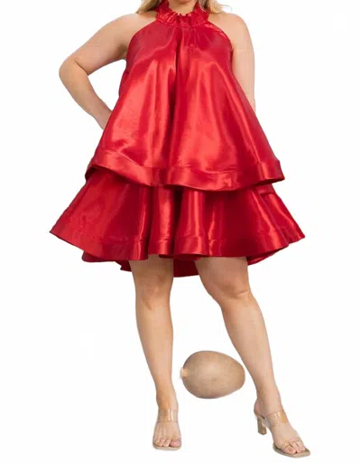 Karen Didion Halter Swing Dress In Red