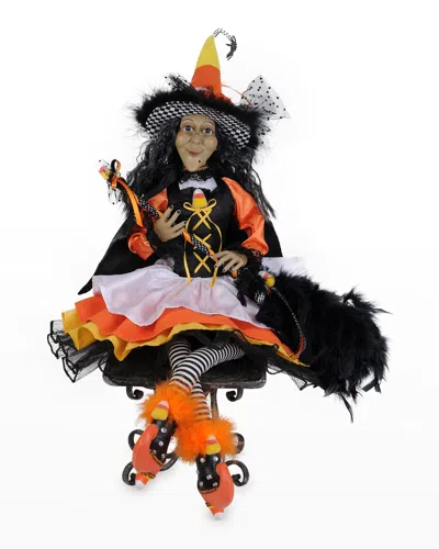 Karen Didion Originals Halloween Candy Corn Sitting Witch Decor In Orange