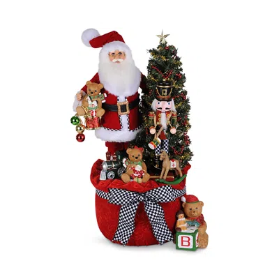Karen Didion Originals Light Up Merry Beary Christmas Santa Figurine In Multi
