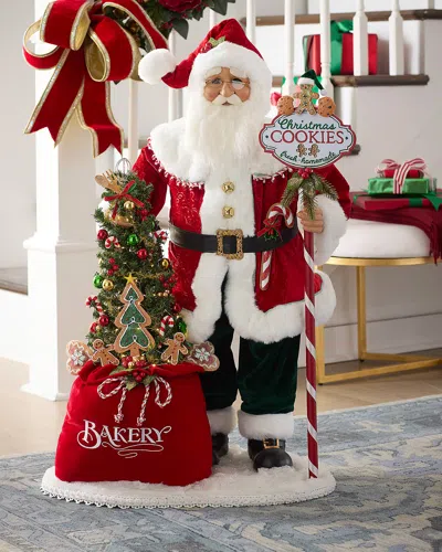 Karen Didion Originals Lighted Mr. Claus Bakery Santa, 37" In Multi