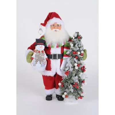 Karen Didion Originals Lighted Snowy Days Santa In White;red
