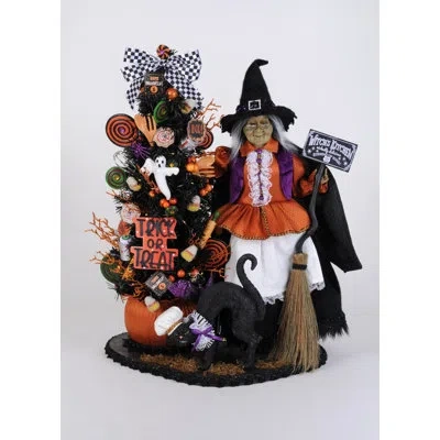 Karen Didion Originals Lighted Tricks Or Treats Kitchen Witch In Black