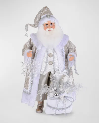 Karen Didion Originals Lighted White Christmas Santa Figure In Gray