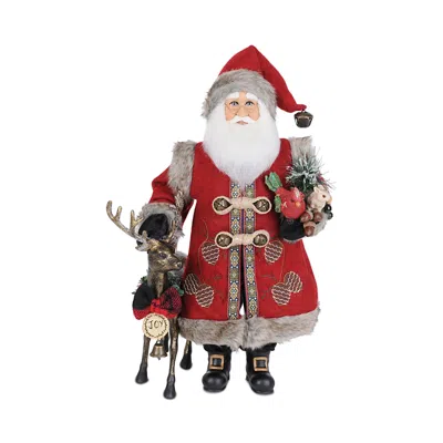 Karen Didion Originals Reindeer Joy Santa Figurine In Red