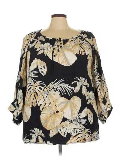 Pre-owned Karen Kane 3/4 Sleeve Blouse In Black