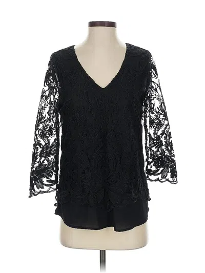 Pre-owned Karen Kane 3/4 Sleeve Blouse In Black