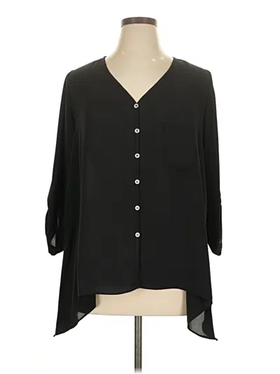Pre-owned Karen Kane 3/4 Sleeve Blouse In Black