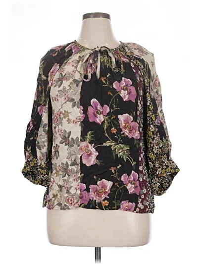 Pre-owned Karen Kane 3/4 Sleeve Blouse In Black
