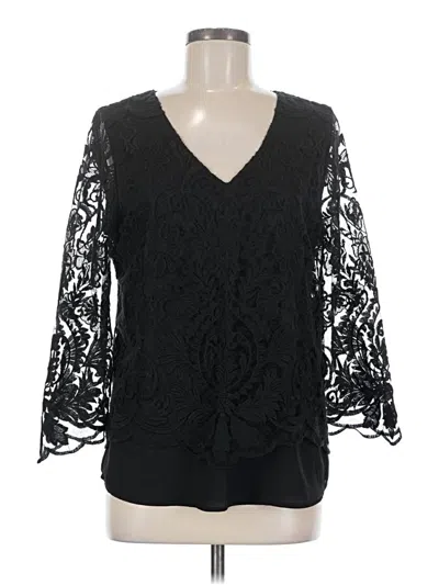 Pre-owned Karen Kane 3/4 Sleeve Blouse In Black