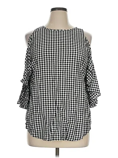 Pre-owned Karen Kane 3/4 Sleeve Blouse In Black