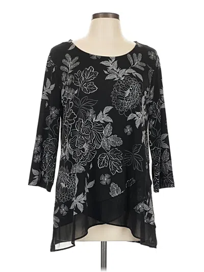 Pre-owned Karen Kane 3/4 Sleeve Blouse In Black