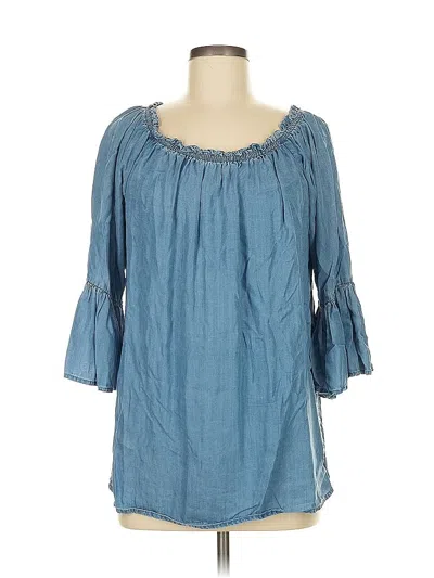 Pre-owned Karen Kane 3/4 Sleeve Blouse In Blue