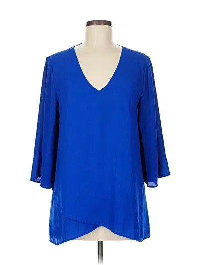 Pre-owned Karen Kane 3/4 Sleeve Blouse In Blue