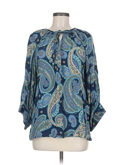 Pre-owned Karen Kane 3/4 Sleeve Blouse In Blue