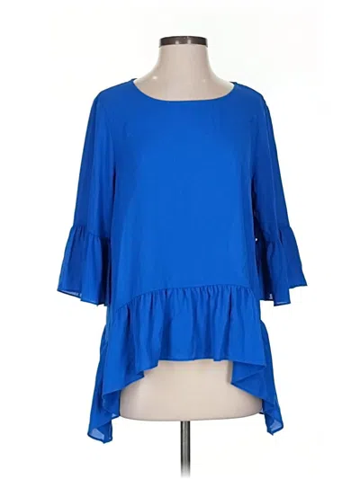 Pre-owned Karen Kane 3/4 Sleeve Blouse In Blue