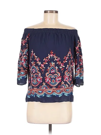 Pre-owned Karen Kane 3/4 Sleeve Blouse In Blue