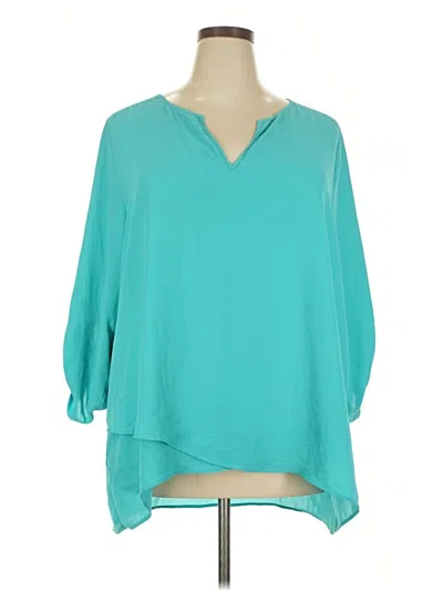 Pre-owned Karen Kane 3/4 Sleeve Blouse In Blue