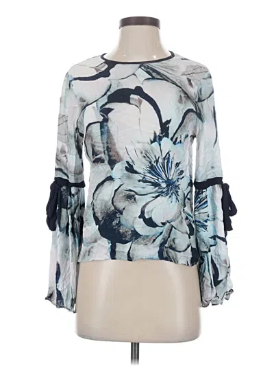 Pre-owned Karen Kane 3/4 Sleeve Blouse In Blue
