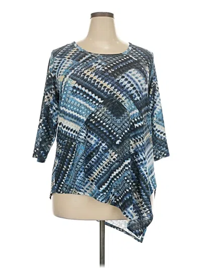 Pre-owned Karen Kane 3/4 Sleeve Blouse In Blue