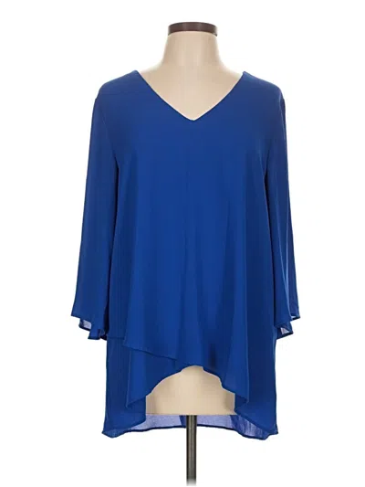 Pre-owned Karen Kane 3/4 Sleeve Blouse In Blue