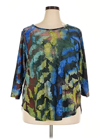 Pre-owned Karen Kane 3/4 Sleeve Blouse In Blue