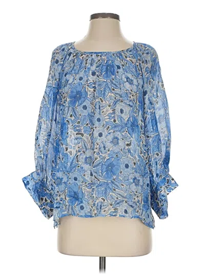 Pre-owned Karen Kane 3/4 Sleeve Blouse In Blue