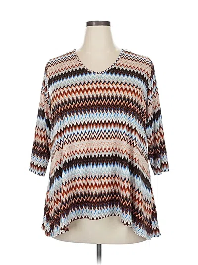 Pre-owned Karen Kane 3/4 Sleeve Blouse In Brown