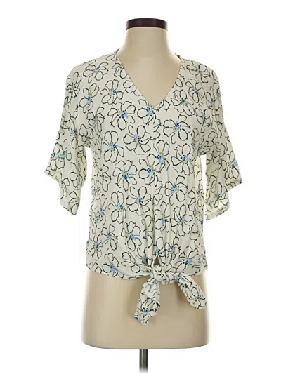 Pre-owned Karen Kane 3/4 Sleeve Blouse In Ivory