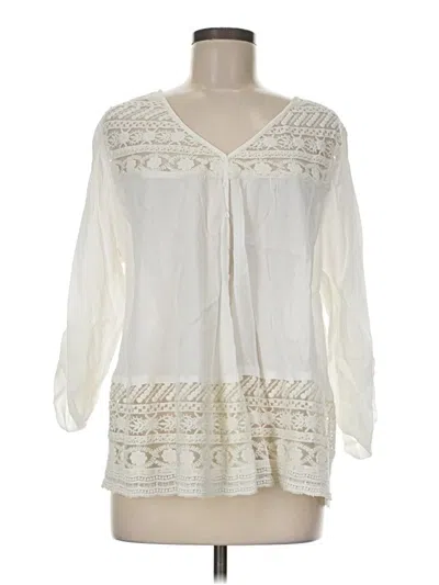 Pre-owned Karen Kane 3/4 Sleeve Blouse In Ivory