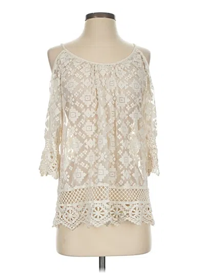 Pre-owned Karen Kane 3/4 Sleeve Blouse In Ivory