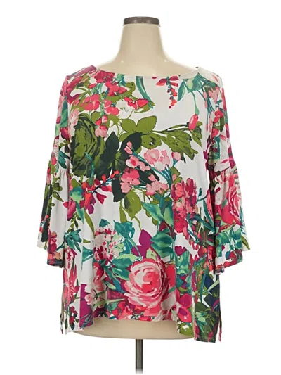 Pre-owned Karen Kane 3/4 Sleeve Blouse In Pink