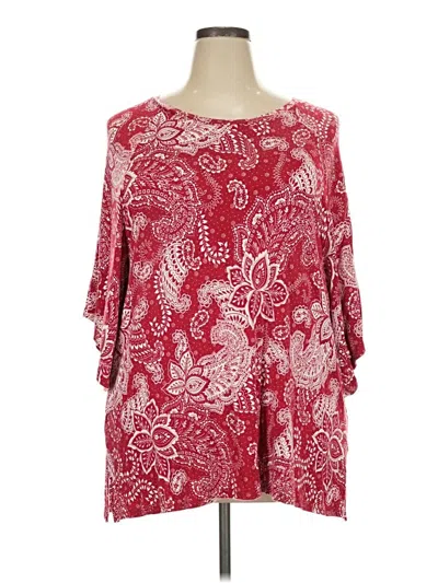 Pre-owned Karen Kane 3/4 Sleeve Blouse In Red