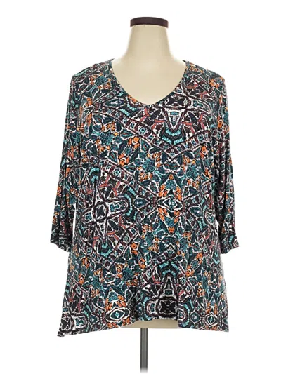 Pre-owned Karen Kane 3/4 Sleeve Blouse In Teal