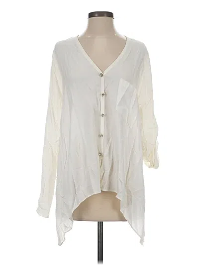 Pre-owned Karen Kane 3/4 Sleeve Blouse In White
