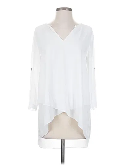 Pre-owned Karen Kane 3/4 Sleeve Blouse In White