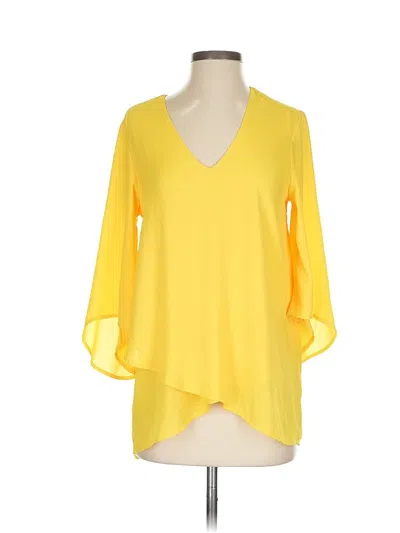 Pre-owned Karen Kane 3/4 Sleeve Blouse In Yellow