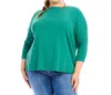 Karen Kane 3/4 Sleeve Boatneck Top - Plus Size G In Glass In Blue
