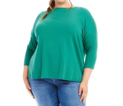 Karen Kane 3/4 Sleeve Boatneck Top - Plus Size G In Glass In Blue