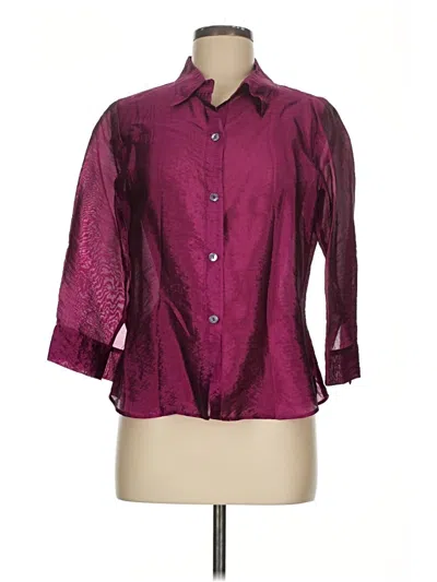 Pre-owned Karen Kane 3/4 Sleeve Button Down Shirt In Burgundy