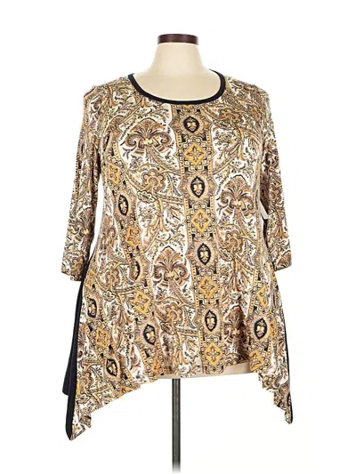 Pre-owned Karen Kane 3/4 Sleeve T-shirt In Gold