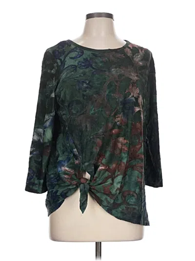 Pre-owned Karen Kane 3/4 Sleeve Top Green Keyhole Neckline Tops