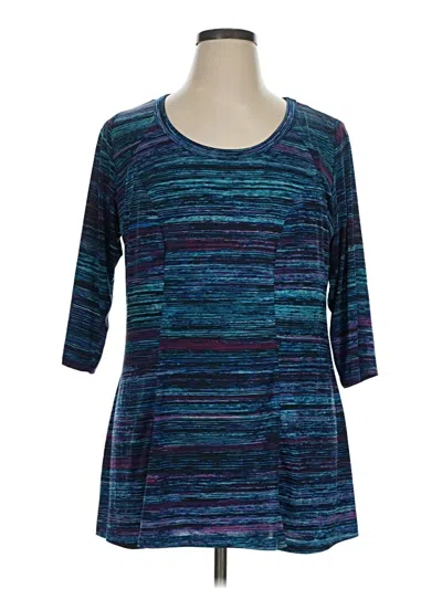 Pre-owned Karen Kane 3/4 Sleeve Top Teal Scoop Neck Tops