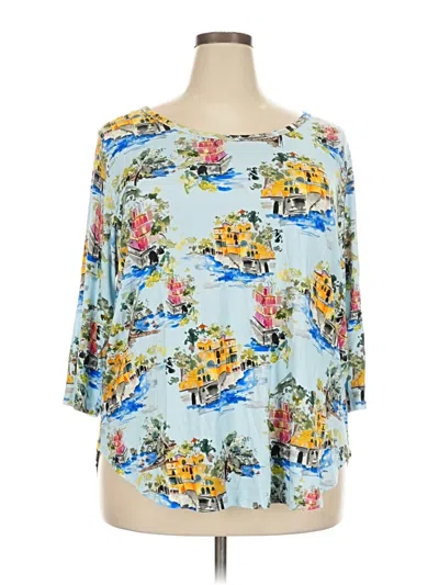 Pre-owned Karen Kane 3/4 Sleeve T-shirt In Blue