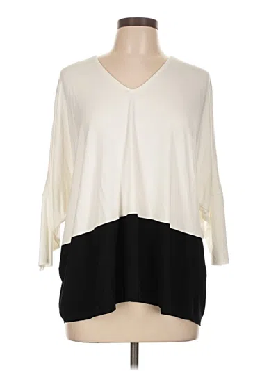 Pre-owned Karen Kane 3/4 Sleeve T-shirt In White