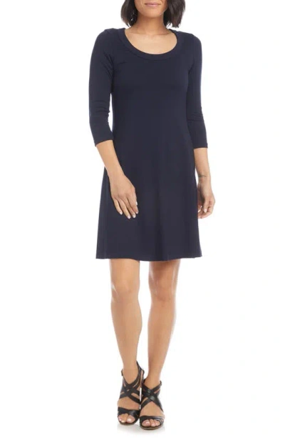 Karen Kane Petites Scoop Neck A Line Dress In Navy