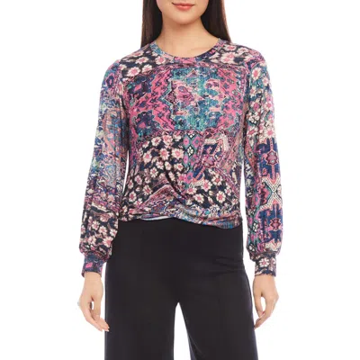 Karen Kane Abstract Print Drape Front Top