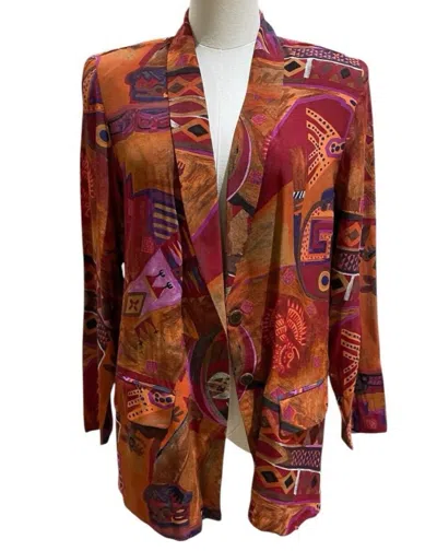 Karen Kane Abstract Print Long Sleeve Blazer In Multicolor