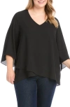 Karen Kane Asymmetrical Wrap Hem Top In Black